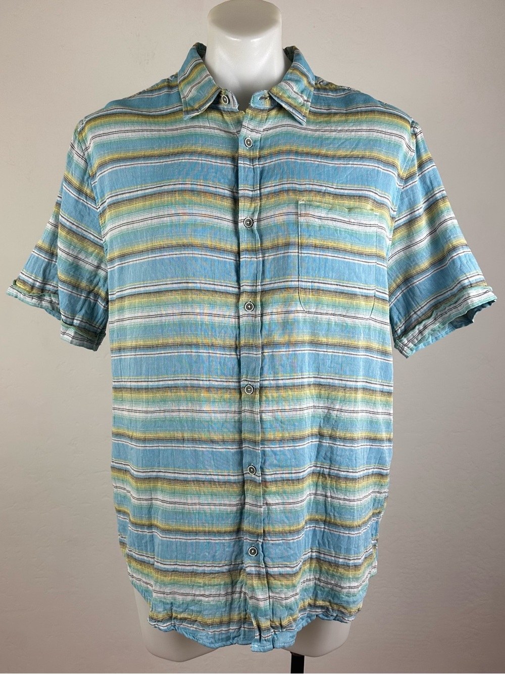 Carbon2Cobalt Men's Light Blue Striped Short-Sleeve Button-Down Shirt